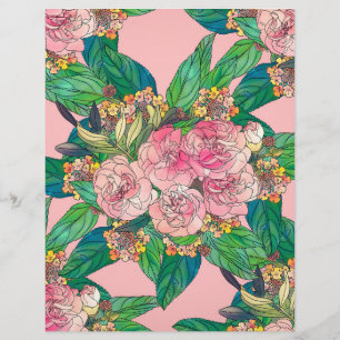 Girly Pink Watercolor Floral Hand Paint Custom Letterhead