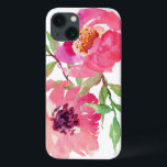 Girly Pink Watercolor Floral Pattern iPhone 13 Case<br><div class="desc">Pretty and feminine,  this vibrant pink watercolor floral pattern features a pair of deep pink flowers with flowing branches that add a touch of green. It adds a trendy and fashionable look to your smart phone.</div>