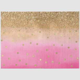 Girly Pink Watercolor Gold Glitter Glitz Confetti Tissue Paper