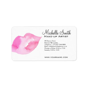 Girly Pink Watercolor Lips Makeup Artist Beauty Label
