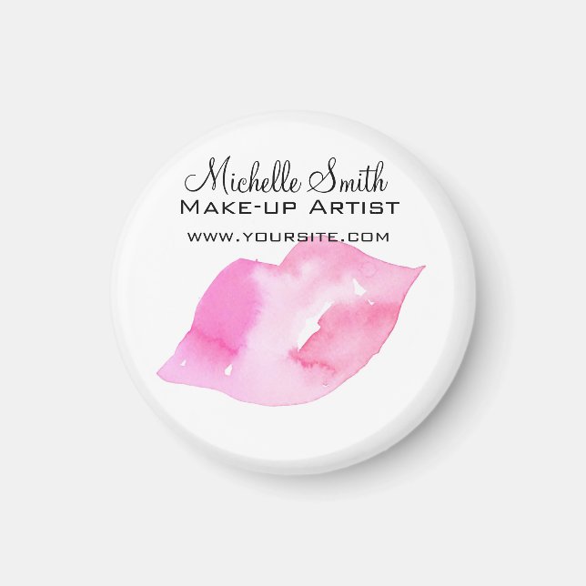 Girly Pink Watercolor Lips Makeup Artist Beauty  Magnet (Front)