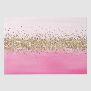 Girly Pink Watercolor Ombre Gold Glitter Glitz   Tissue Paper