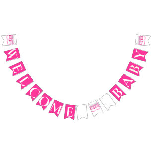 GIRLY PINK "Welcome Baby" BABY SHOWER Bunting