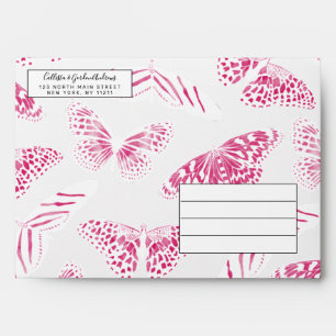 Girly Pink White Butterflies Watercolor Pattern Envelope