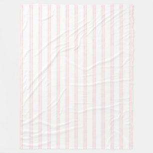 Girly Pink White Double Stripes Fleece Blanket