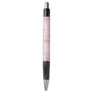 Girly Pink White Faux Glitter Stripes