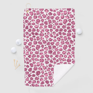 Girly Pink White Glam Glitter Leopard Print Golf Towel