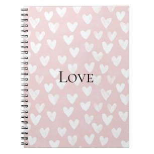 Girly Pink White Hearts Notebook