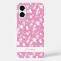Girly Pink & White Sparkle Glitter w/ Name