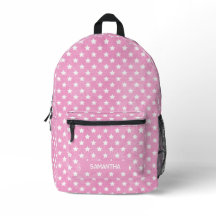 Girly pink &white stars monogram name