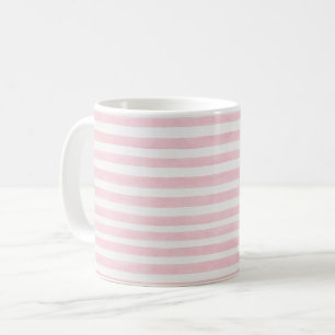 Girly Pink White Stripes Coffee Mug