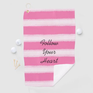 Girly Pink White Stripes Golf Towel