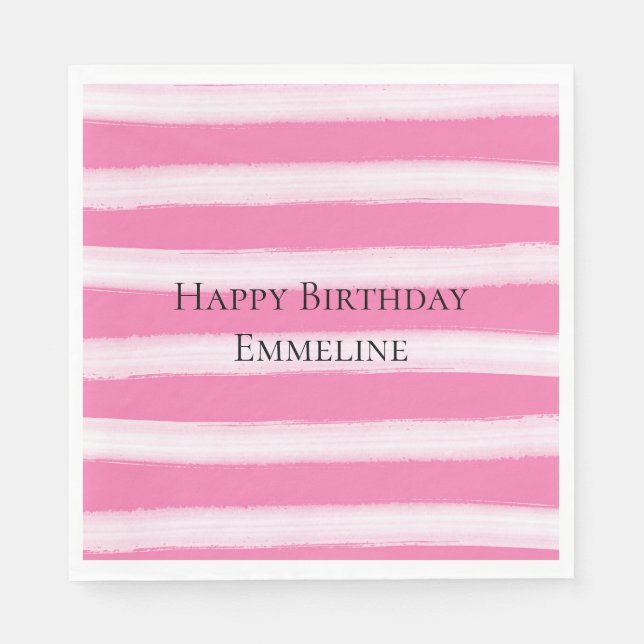 Girly Pink White Stripes  Napkin (Front)