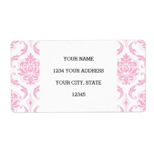 Girly Pink White Vintage Damask Pattern