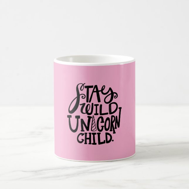 Girly Pink Wild Unicorn Coffee Mug (Center)