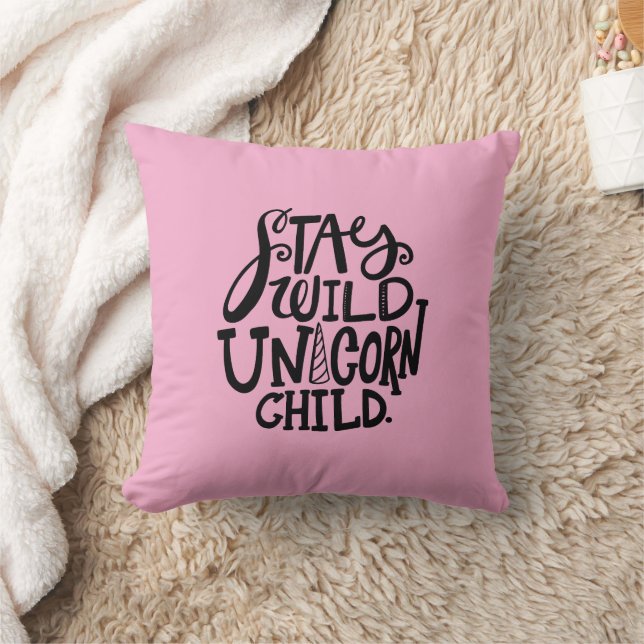 Girly Pink Wild Unicorn Cushion (Blanket)