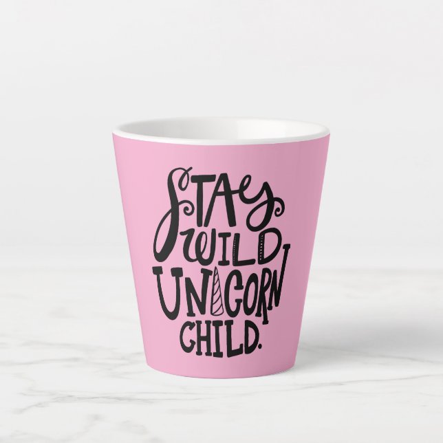 Girly Pink Wild Unicorn Latte Mug (Front)