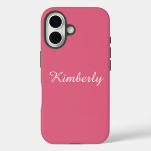 Girly Pink with Name iPhone 16 Case