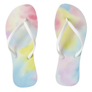 Girly Pink Yellow Blue Tie Dye Jandals