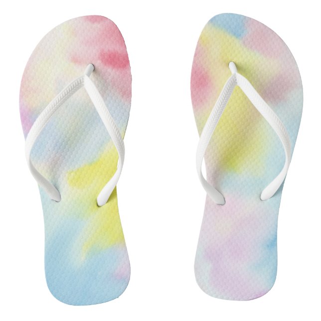 Girly Pink Yellow Blue Tie Dye Jandals (Footbed)