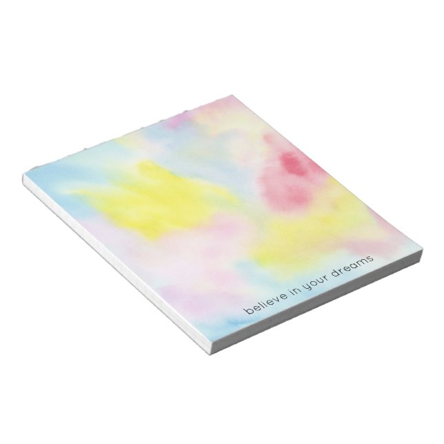 Girly Pink Yellow Blue Tie Dye Notepad (Angled)