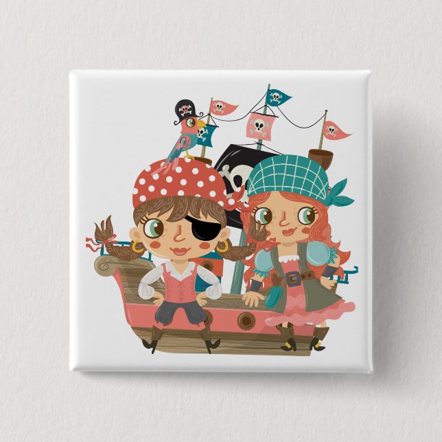 Girly Pirates 15 Cm Square Badge (Front)