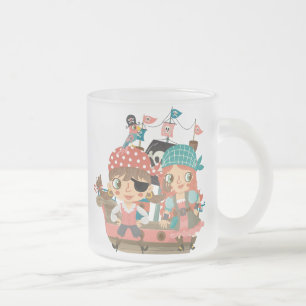 Girly Pirates Frosted Glass Coffee Mug