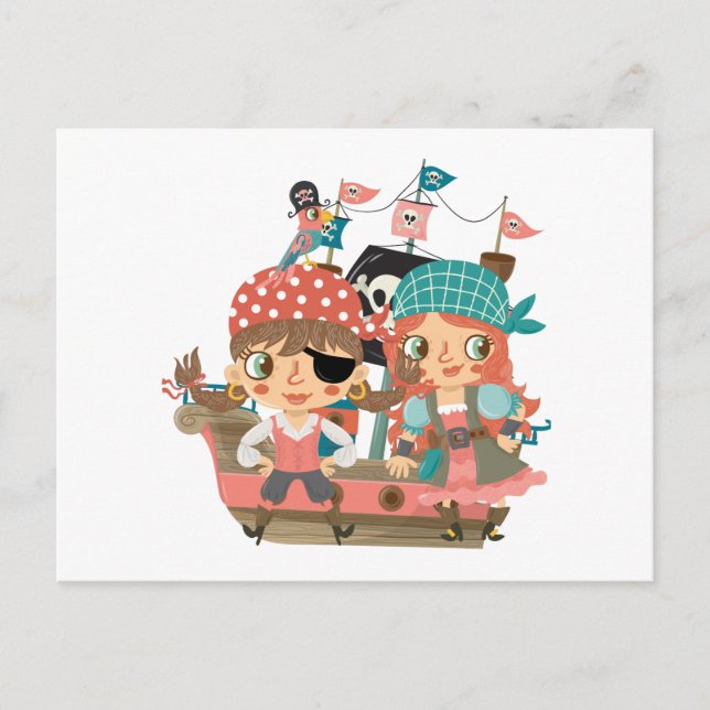 Girly Pirates Postcard (Front)