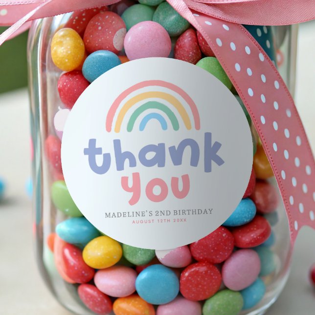 Girly Pool Party Rainbow Girls Birthday Favor Classic Round Sticker (Creator Uploaded)