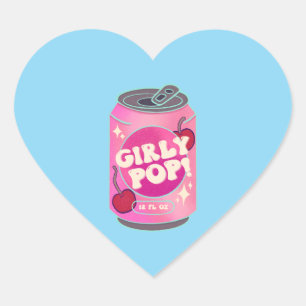 Girly Pop Cherry Soda Can Retro Y2K Pink Heart Sticker