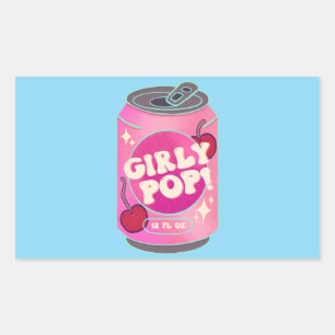 Girly Pop Cherry Soda Can Retro Y2K Pink Rectangular Sticker