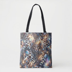 Girly Posh Leopard Print Opal Tote Bag