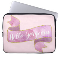 Girly Pretty Blush Pink Hello Gorgeous Gold Ribbon