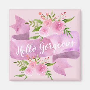 Girly Pretty Chic Floral Blush Pink Hello Gorgeous Magnet