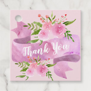 Girly Pretty Chic Floral Blush Pink Rose Thank You Favour Tags