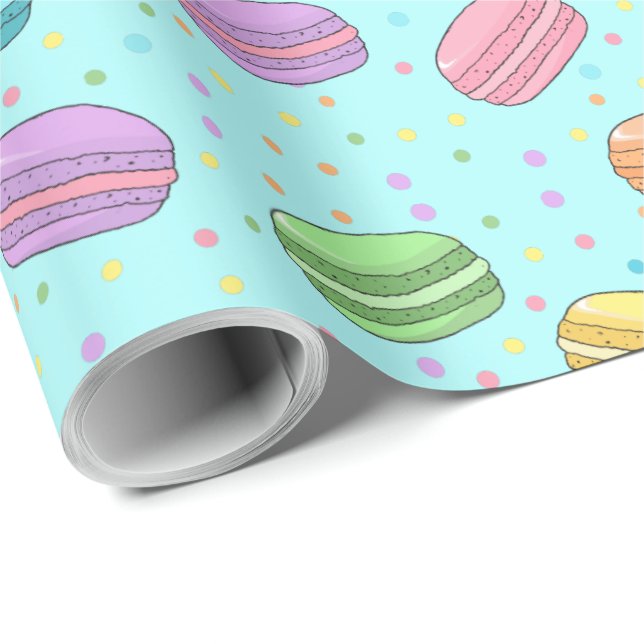 Girly Pretty French Macaron Cookie Patissier Wrapping Paper (Roll Corner)