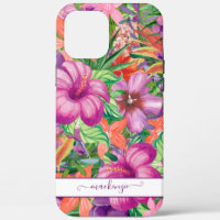 Girly Pretty Tropical Flowers Pattern