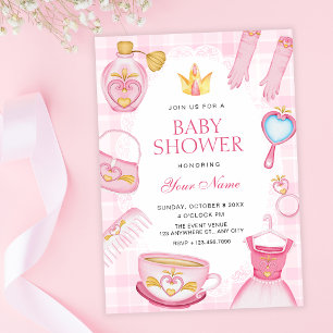 Girly princess baby shower invitation