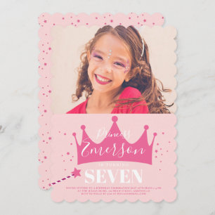 Girly Princess Cute Pink Birthday Party Invitation