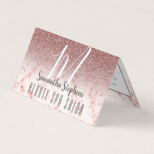 Girly Professional Pinky Glittery Monogram Business Card
