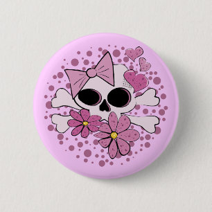 Girly Punk Skull 6 Cm Round Badge