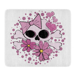 Girly Punk Skull Cutting Board