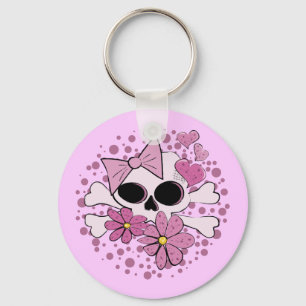 Girly Punk Skull Key Ring