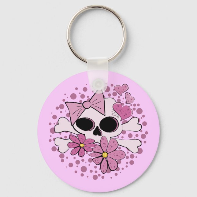 Girly Punk Skull Key Ring (Front)