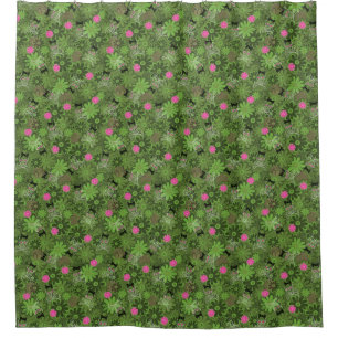 Girly Punk Skulls on Flower Camo background Shower Curtain
