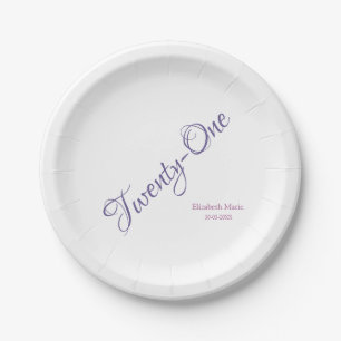 Girly Purple 21st Birthday Party Personalised Paper Plate