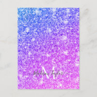 Girly Purple and Pink Glitter Monogram Name   