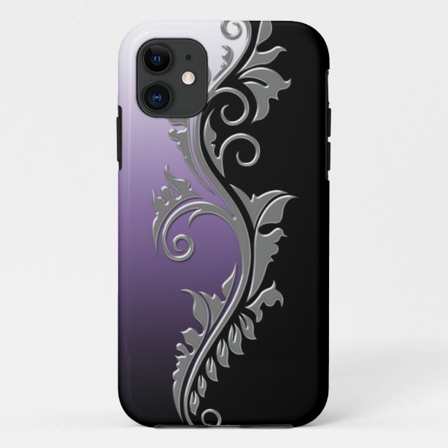 Girly Purple Black Silver Swirl iPhone5 Case-Mate iPhone Case (Back)