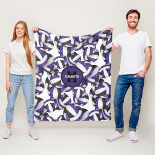 girly purple black volleyball team colours fleece blanket