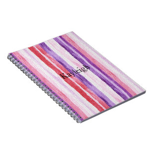 Girly Purple Blush Pink Red Stripes Christmas Notebook